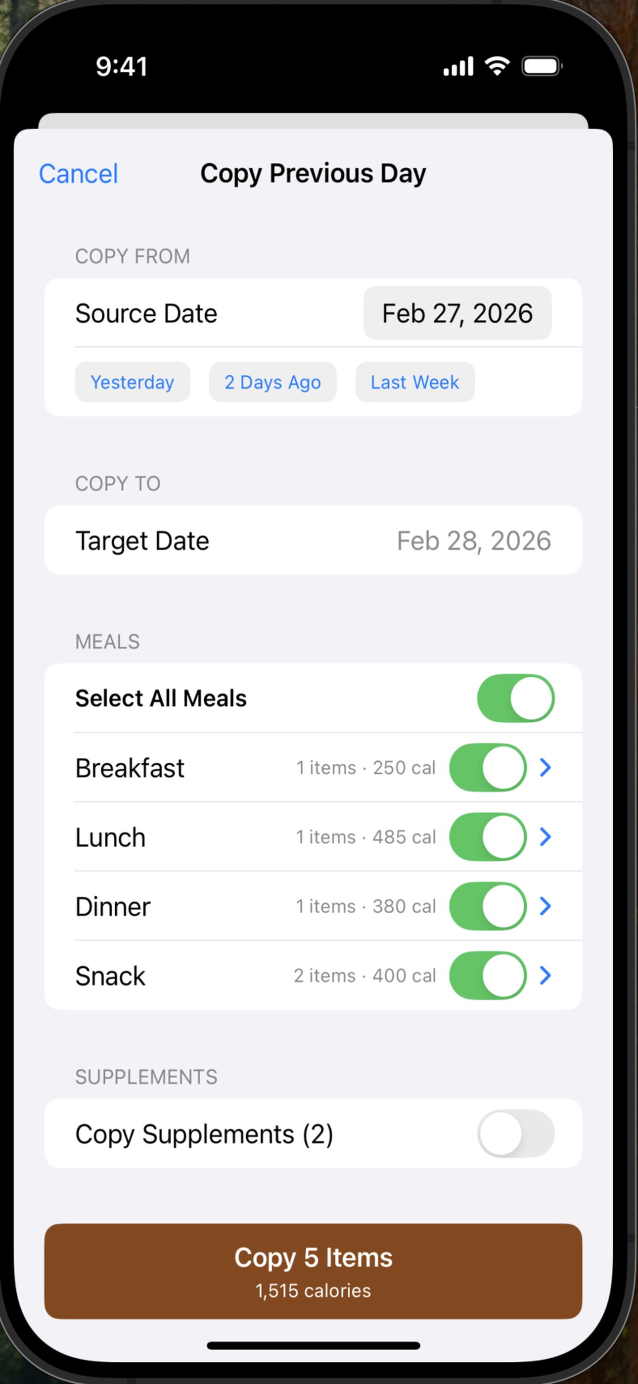 Weight Tracking Screenshot